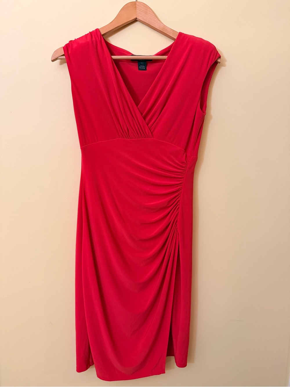 Lauren Ralph Lauren Red Ruched Draped Stretch Dress Size 2